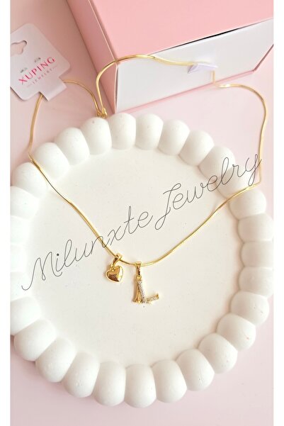 MİLUNXTE Xuping Necklace Women's Gold Color L Letter and Heart Zircon Stone S...