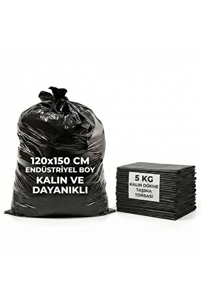 BERA PLASTİK 5 kg 120X150 cm King Size Black Transport Bag - Extra Thick & Du...