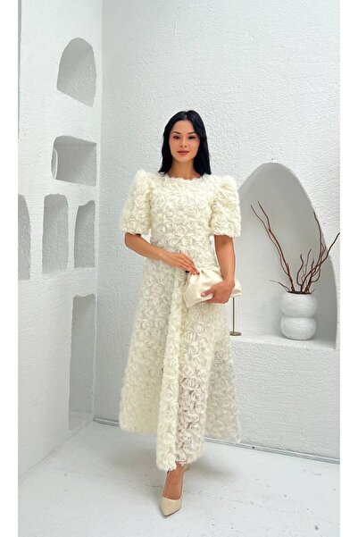 asyadabutik Women's Rose Detailed Special Design Dress