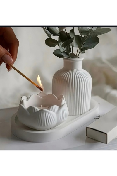 BaykuşLifeConcept BaykuşLife Concept 3'lü Dekoratif Set Lotus Mumluk &Minimal...