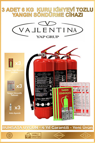 VALLENTİNA 6KG TOZLU YANGIN SÖNDÜRME CİHAZI RUHSATA UYGUN TSE-HYB/CEBELGELİ(T...