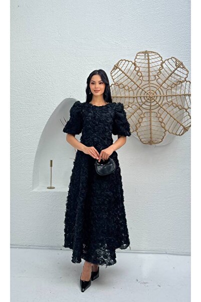 asyadabutik Women's Rose Detailed Special Design Dress