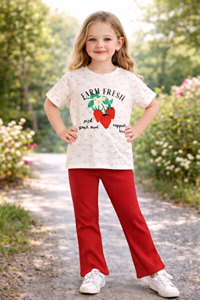 krm kerem bebe 100% Cotton Patterned T-Shirt & Spanish-Cut Ribbed Flexible Ly...