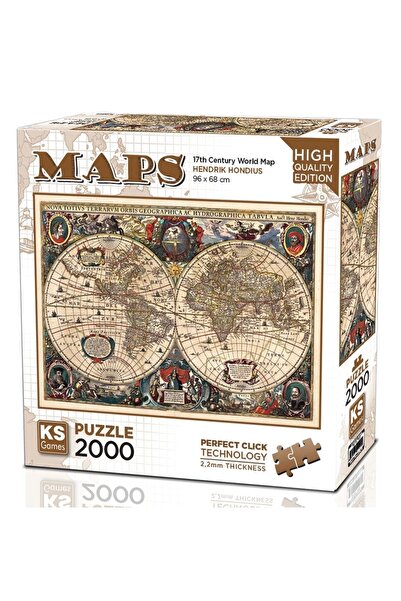 Allians 17. Yüzyıl Dünya Haritaları Puzzle, 2000 Parça, Eğlenceli ve Eğitici ...