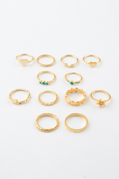 Sortie Aksesuar Üçgen Sonsuzluk Yaprak Dal Figürlü 12'li Mavi Mineli Kombin Y...