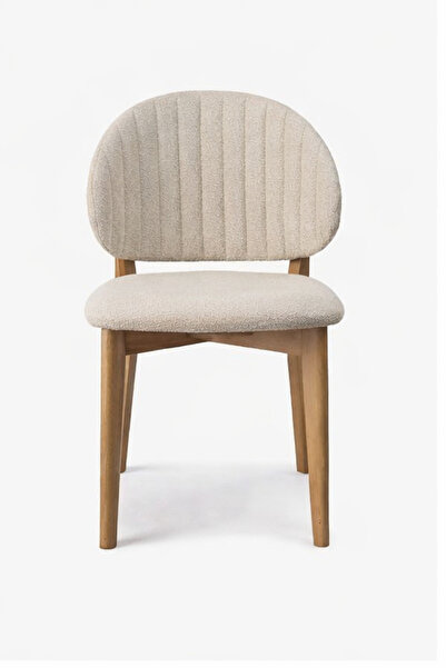 ELİF SANDALYE Ahşap Ayaklı Bouclé Sandalye – Kafe & Restoran Uyumlu, Dayanıkl...