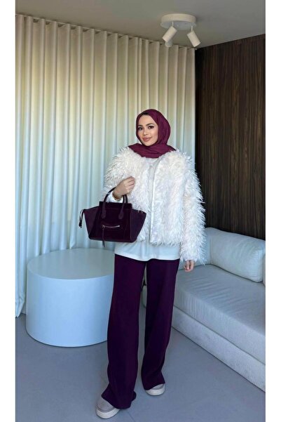 MAESTRO WOMAN Kadın Beyaz Kırçıllı Uzun Tüylü Kürk