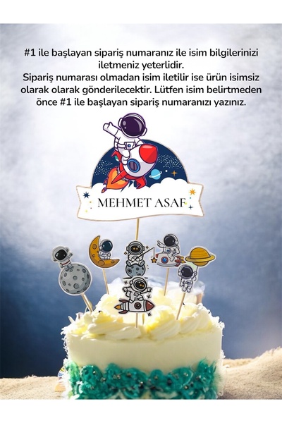 Sinem Gift Uzay Temalı Doğum Günü Konsepti - Uzay Temalı Pasta Süsü - Astrono...