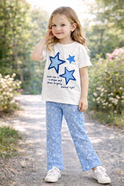 krm kerem bebe 100% Cotton Patterned T-Shirt & Spanish-Cut Ribbed Flexible Ly...