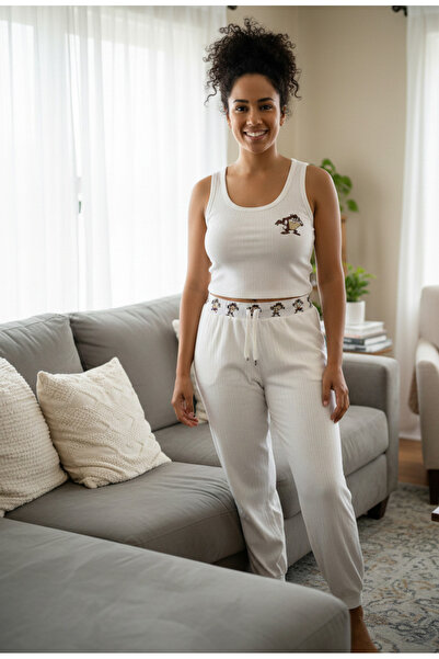 YusGos Γυναικείο σετ πιτζάμες από βαμβακερό λύκρα με στάμπα Tasmanian Devil κ...