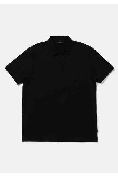 Colin's Tricou negru cu mânecă scurtă pentru bărbați, cu gât polo, cu croială...