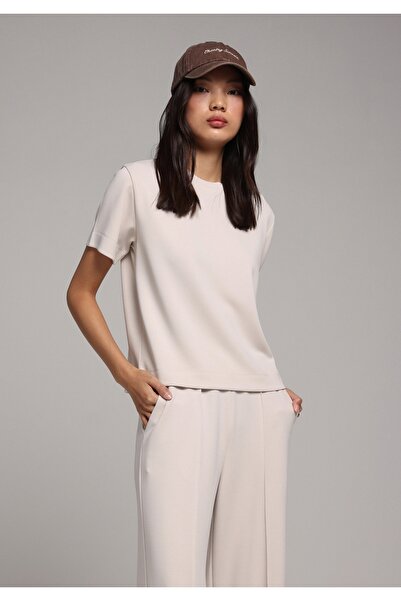 Colin's Tricou de damă cu mânecă scurtă, croială normală, cu guler rotund, Stone