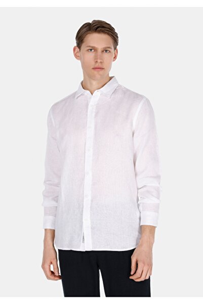 Colin's Cămașă cu mânecă lungă, albă, cu gât, cu formă regulată