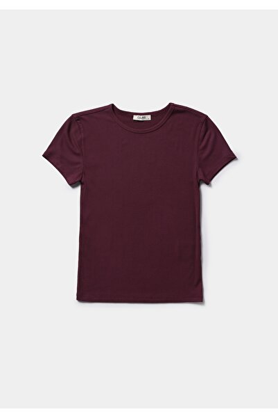 Colin's Slim Fit Round Neck Plain Women's Purple Short Sleeve T-Shirt