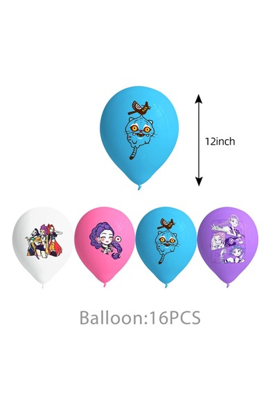 Choice 16pcs balloon Kpop Demon Hunters Group Theme Paper Plate Paper Towels ...