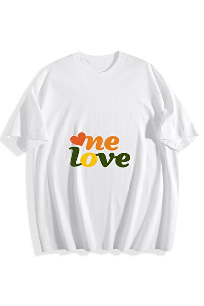 MIXSNOW تيشيرت قطني مطبوع للرجال - أحبني بقلبٍ في الأعلى