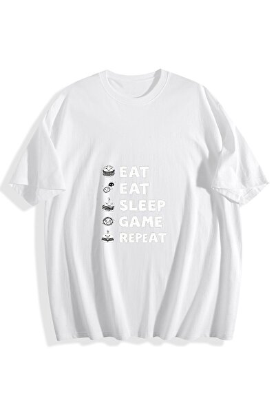 MIXSNOW Men Printed Cotton T-Shirt - Eat Sleep Game Repeat Cycle