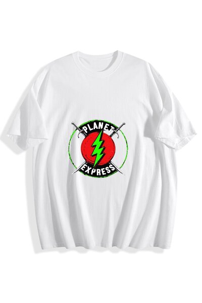 MIXSNOW تيشيرت رجالي قطني مطبوع - شعار بلانيت إكسبريس بتصميم سيف