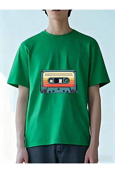 MIXSNOW Men Printed Cotton T-Shirt - A colorful audio cassette tape