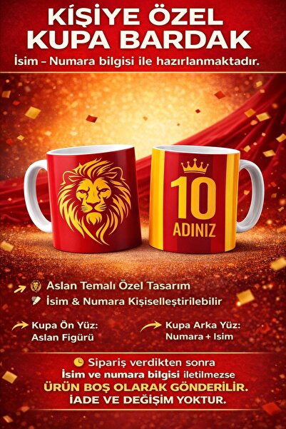 siverek reklam Kişiye Özel Aslan Temalı Kupa Bardak – İsim ve Numara Baskılı ...