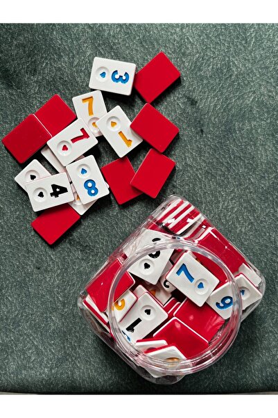 Allians Çift Katlı Okey Taşı Kırmızı Beyaz Melamin Seti