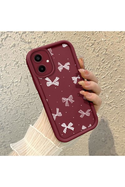 SLIMFELT Samsung Galaxy A06 Compatible Trendy Quality Burgundy Color Ribbon S...