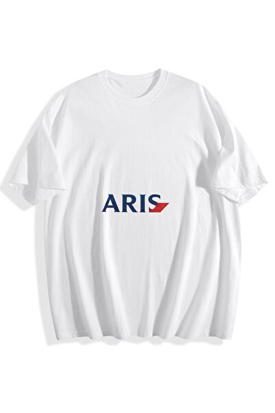 MIXSNOW تيشيرت رجالي قطني مطبوع - كلمة ARIS على خلفية سوداء