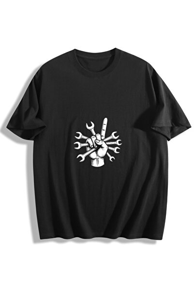 MIXSNOW تيشيرت قطني مطبوع للرجال - يد تحمل مفاتيح ربط تصنع لافتة