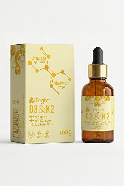 TEGHT Vitamin D3 & K2 Sprey | Zeytinyağı Bazlı 1000 IU D3 ve K2 Vitamini | 20 ml