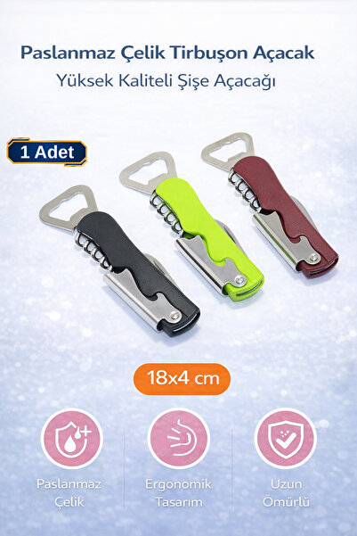 Hane Dostu Paslanmaz Çelik Tirbuşon Şişe Açacağı | Ergonomik Çok Fonksiyonlu ...
