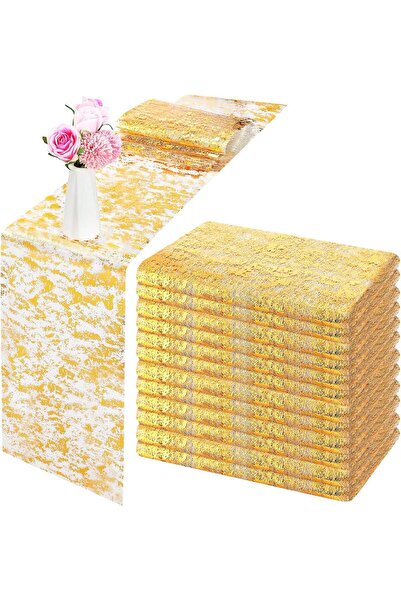 Arabest 5 Pieces Gold Table Runner Metallic Thin Mesh Table Runner,28CM*2.75M...