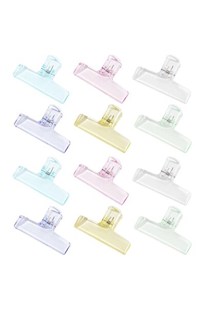 Arabest 12 Pack Cute Chip Transparent Seal Clips - Acrylic Air Tight Sealing,...