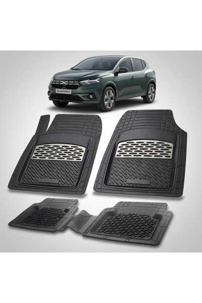 TEAMCAR Covorașe tip tavă compatibile cu Dacia Sandero III 2023-2025, argintii