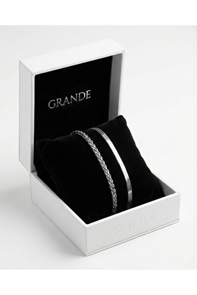 GrandeAccessory Sevgililer Gününe Özel Tasarım 2’li Çelik Bileklik Seti