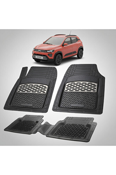 TEAMCAR Covorașe tip tavă compatibile cu Dacia Spring 2024-2026, argintii