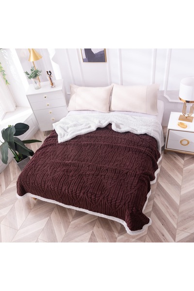 CHIRASO Microfiber Blanket with Fur, Embossed Texture, for Bed and Sofa, 200x...