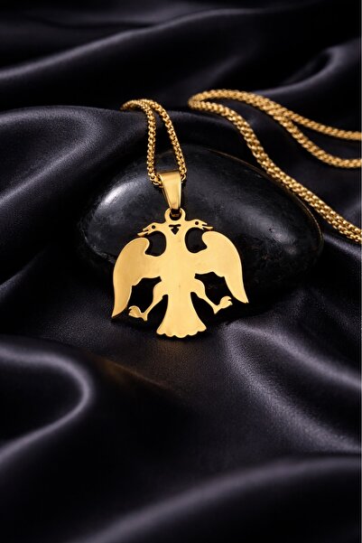 voyageaccessory Power Symbol Design Gold Color Double Headed Eagle Men's Neck...