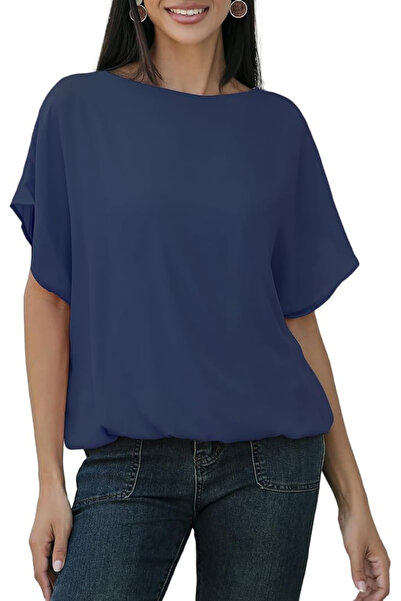 OEM Women's light blue chiffon blouse, L