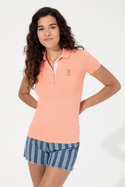 U.S. Polo Assn. Women's Salmon Basic Polo Neck T-Shirt 50248993-Vr047