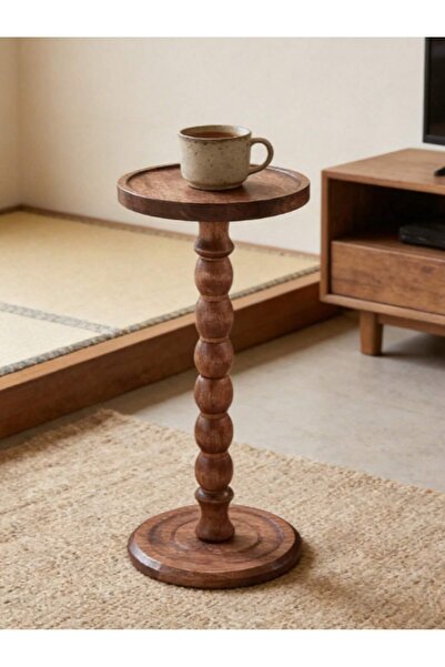 Mtanvxay طاولة جانبية دائرية متعددة الاستخدامات، أرجل من الخشب الصلب، مصنوعة ...