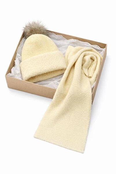 kuru Set cadou combinat eșarfă și beretă – (Lână groasă – În cutie) Cadou de ...