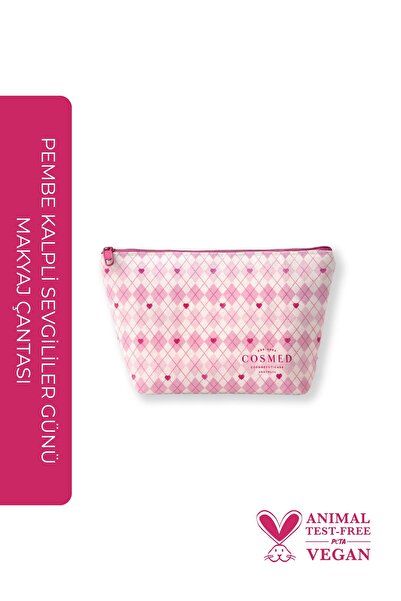 COSMED Pembe Kalpli Sevgililer Günü Makyaj Çantası