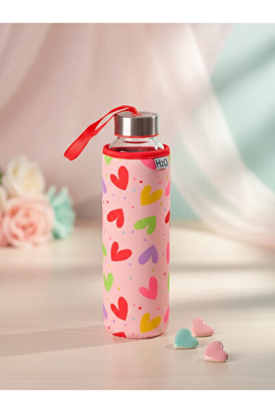 Tohana Ch2O Heart Patterned Glass Flask with Cover 500 ml