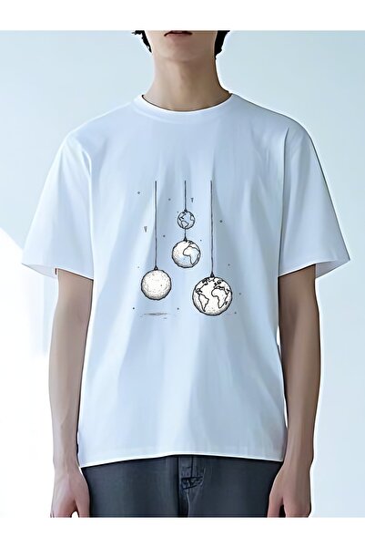 MIXSNOW Men Printed Cotton T-Shirt - Hanging balls like Earth models
