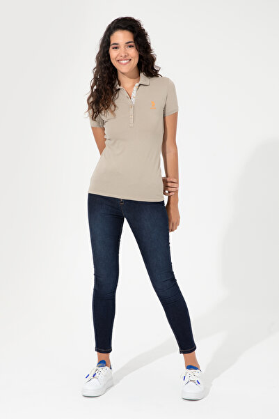 U.S. Polo Assn. Women's Khaki Basic Polo Collar T-Shirt 50246287-Vr027