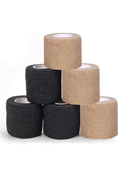 Arabest Self Adhesive Bandage Wrap 5cm x 4.5m, Black&Beige, 6 Rolls