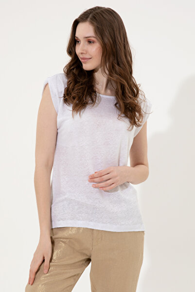 U.S. Polo Assn. Γυναικείο λευκό αμάνικο μπλουζάκι με λαιμόκοψη 50250261-VR013