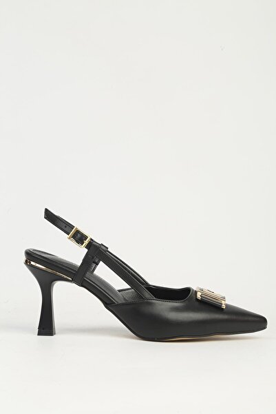 Pierre Cardin حذاء نسائي بكعب جلدي أسود PC-55775