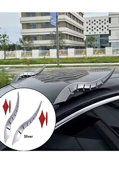 MeyZone Gri Araç Oto Tavan Üstü Dekorasyon Body Kit Ejderha Boynuzu Sağ Sol 2...