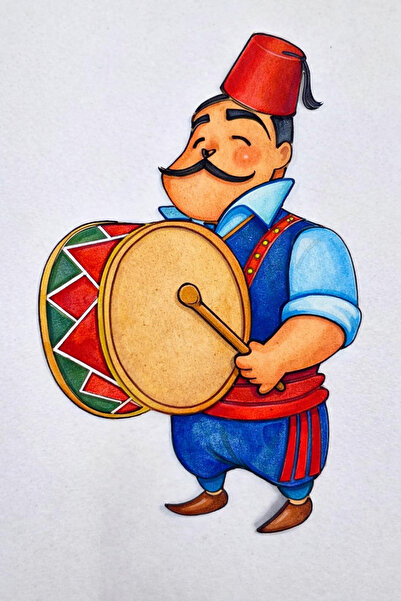 NETWORK ART Ahşap Boyama Ramazan Davulcu Okul Diy Etkinlik Aktivite Sanat 15 cm